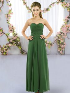 Green Sleeveless Ruching Floor Length Court Dresses for Sweet 16