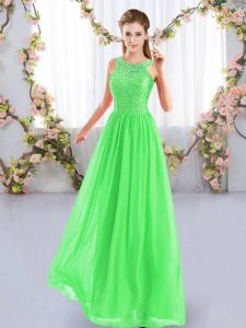 Unique Sleeveless Zipper Floor Length Lace Quinceanera Dama Dress