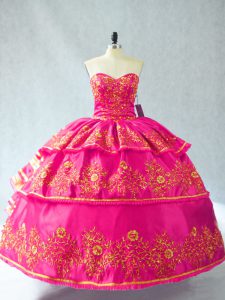 Traditional Sleeveless Embroidery and Ruffled Layers Lace Up Sweet 16 Quinceanera Dress