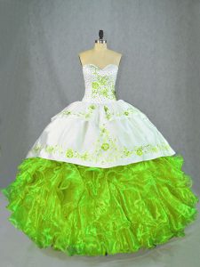 Green Sweetheart Neckline Beading and Embroidery Sweet 16 Quinceanera Dress Sleeveless Lace Up