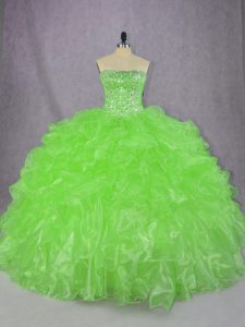 Super 15 Quinceanera Dress Sweet 16 and Quinceanera with Beading and Ruffles Strapless Sleeveless Lace Up