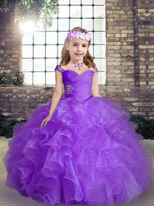 Organza Sleeveless Floor Length Little Girl Pageant Gowns and Beading