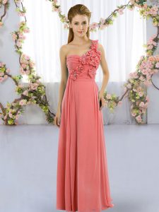 Gorgeous Sleeveless Lace Up Floor Length Hand Made Flower Dama Dress