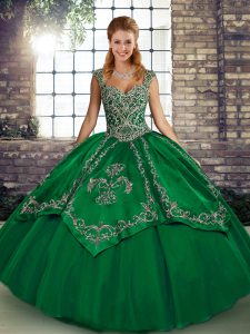 Floor Length Green Quinceanera Dress Straps Sleeveless Lace Up