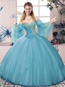 Long Sleeves Beading and Ruching Lace Up 15th Birthday Dress