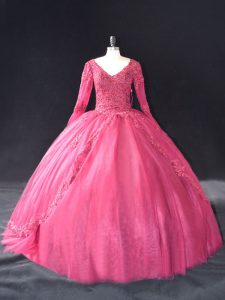 Long Sleeves Lace and Appliques Lace Up Quinceanera Gowns