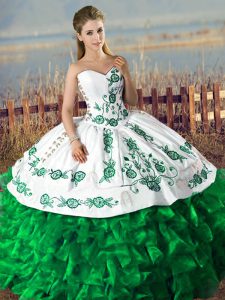 Ball Gowns Vestidos de Quinceanera Dark Green Sweetheart Satin and Organza Lace Up