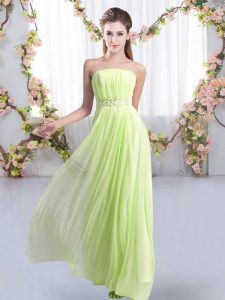 Sleeveless Sweep Train Beading Lace Up Dama Dress for Quinceanera