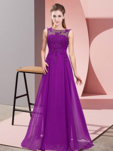 Custom Design Purple Zipper Dama Dress Beading and Appliques Sleeveless Floor Length