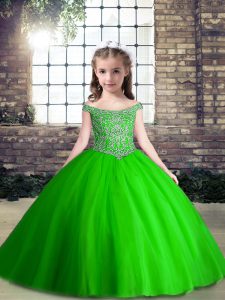 Perfect Off The Shoulder Sleeveless Winning Pageant Gowns Floor Length Beading Tulle