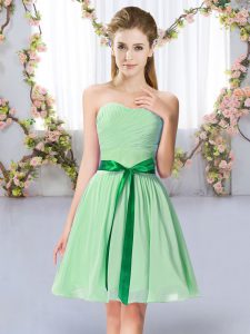 Apple Green Sleeveless Mini Length Belt Lace Up Court Dresses for Sweet 16