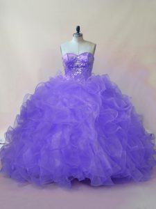 New Arrival Floor Length Lavender Sweet 16 Dresses Sweetheart Sleeveless Lace Up