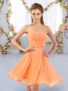 Glorious Orange Empire Chiffon Sweetheart Sleeveless Ruching Mini Length Lace Up Quinceanera Court Dresses