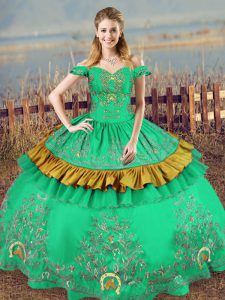 Adorable Green Sleeveless Satin Lace Up 15th Birthday Dress for Sweet 16