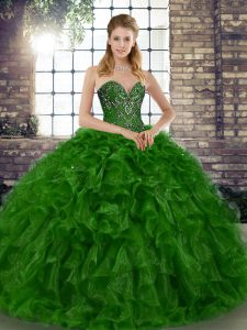 Cute Sleeveless Beading and Ruffles Lace Up 15 Quinceanera Dress
