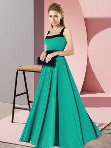 Fantastic Turquoise Zipper Court Dresses for Sweet 16 Belt Sleeveless Floor Length