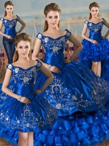 Captivating Floor Length Ball Gowns Sleeveless Royal Blue Vestidos de Quinceanera Lace Up