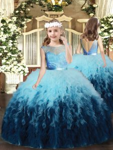 Multi-color Scoop Backless Ruffles Girls Pageant Dresses Sleeveless
