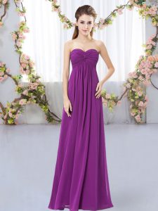 Purple Zipper Court Dresses for Sweet 16 Ruching Sleeveless Floor Length