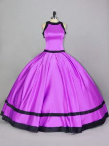 Lilac Scoop Zipper Ruching Quince Ball Gowns Sleeveless