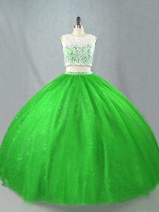 Top Selling Green Scoop Zipper Beading Vestidos de Quinceanera Sleeveless