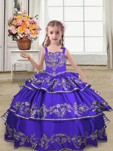 Floor Length Ball Gowns Sleeveless Purple Glitz Pageant Dress Lace Up