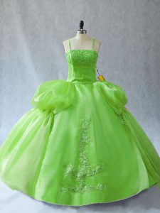 Straps Neckline Appliques Quince Ball Gowns Sleeveless Lace Up