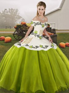 Dazzling Organza Sleeveless Floor Length Quince Ball Gowns and Embroidery