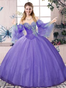 Sumptuous Floor Length Ball Gowns Sleeveless Lavender Sweet 16 Dress Lace Up