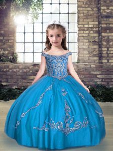 Fashion Sleeveless Beading and Appliques Lace Up Girls Pageant Dresses