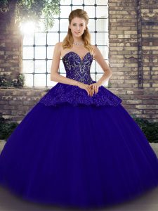 Hot Selling Ball Gowns Sweet 16 Dresses Blue Sweetheart Tulle Sleeveless Floor Length Lace Up