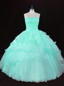 Sweetheart Sleeveless Lace Up 15th Birthday Dress Apple Green Organza