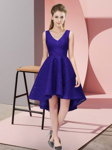 Smart High Low Purple Dama Dress Lace Sleeveless Lace