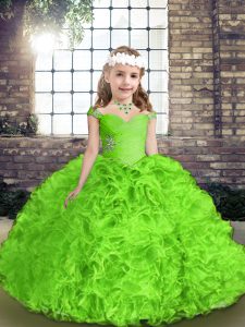 Enchanting Little Girls Pageant Gowns For with Beading and Ruffles Straps Sleeveless Lace Up