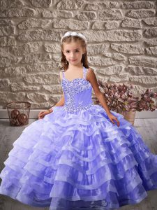 Customized Organza Sleeveless Floor Length Pageant Dress Womens and Ruffled Layers