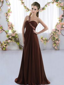 Brown Sleeveless Beading Lace Up Vestidos de Damas