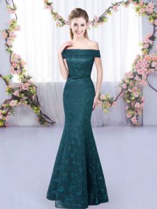 Off The Shoulder Sleeveless Lace Up Damas Dress Peacock Green