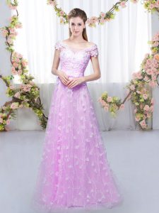 Off The Shoulder Cap Sleeves Tulle Quinceanera Court Dresses Appliques Lace Up