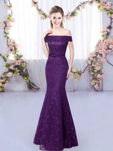 On Sale Purple Lace Up Off The Shoulder Lace Court Dresses for Sweet 16 Sleeveless