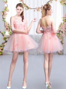 Tulle Half Sleeves Mini Length Dama Dress for Quinceanera and Appliques