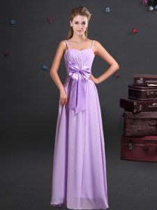 Modest Lavender Sleeveless Chiffon Zipper Quinceanera Court Dresses for Prom and Party and Wedding Party