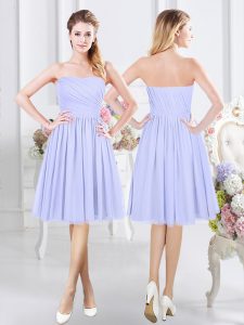 Lavender Sleeveless Chiffon Side Zipper Damas Dress for Prom and Party and Wedding Party