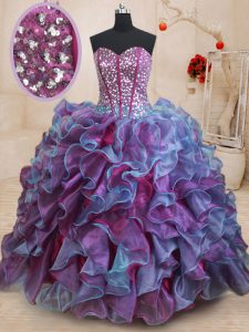 Discount Multi-color Sweetheart Lace Up Ruffles and Sequins Sweet 16 Quinceanera Dress Sleeveless