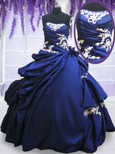Sleeveless Floor Length Beading and Lace and Pick Ups Lace Up Quinceanera Dresses with Royal Blue