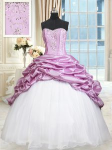 Comfortable Sleeveless Beading and Pick Ups Lace Up Quinceanera Dress