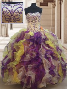 Gorgeous Multi-color Sleeveless Beading and Ruffles Floor Length Quinceanera Dress