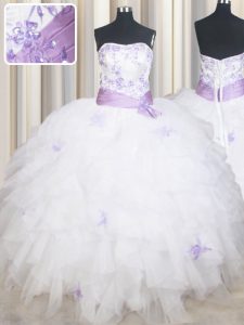 Fabulous Floor Length Ball Gowns Sleeveless White Quinceanera Dress Lace Up