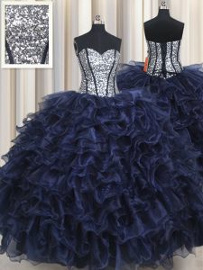 Sweetheart Sleeveless Organza Sweet 16 Dresses Ruffled Layers and Sequins Lace Up