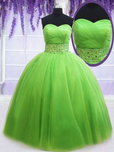 Eye-catching Sleeveless Beading and Ruching Lace Up Vestidos de Quinceanera