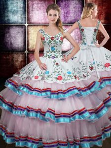 Straps Multi-color Sleeveless Beading and Embroidery Floor Length Quinceanera Dress